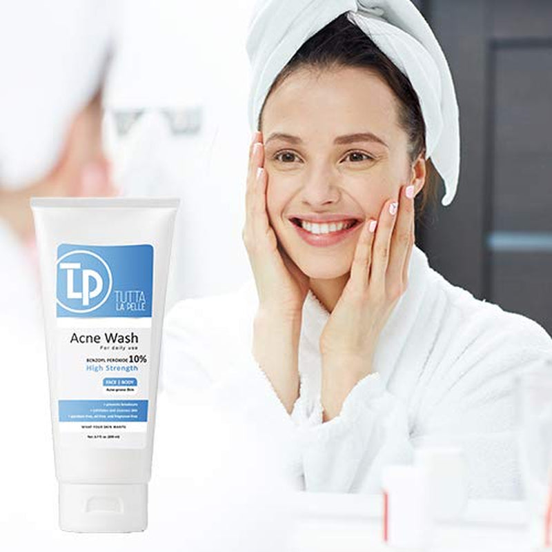 Benzoyl Peroxide Body Wash 10% - Acne Face Wash & Acne Body Wash - Butt Acne Treatment & Back Acne Treatment - Highest Grade Medical Facial Cleanser, Maximum Strength Acne Wash 6.7 Oz