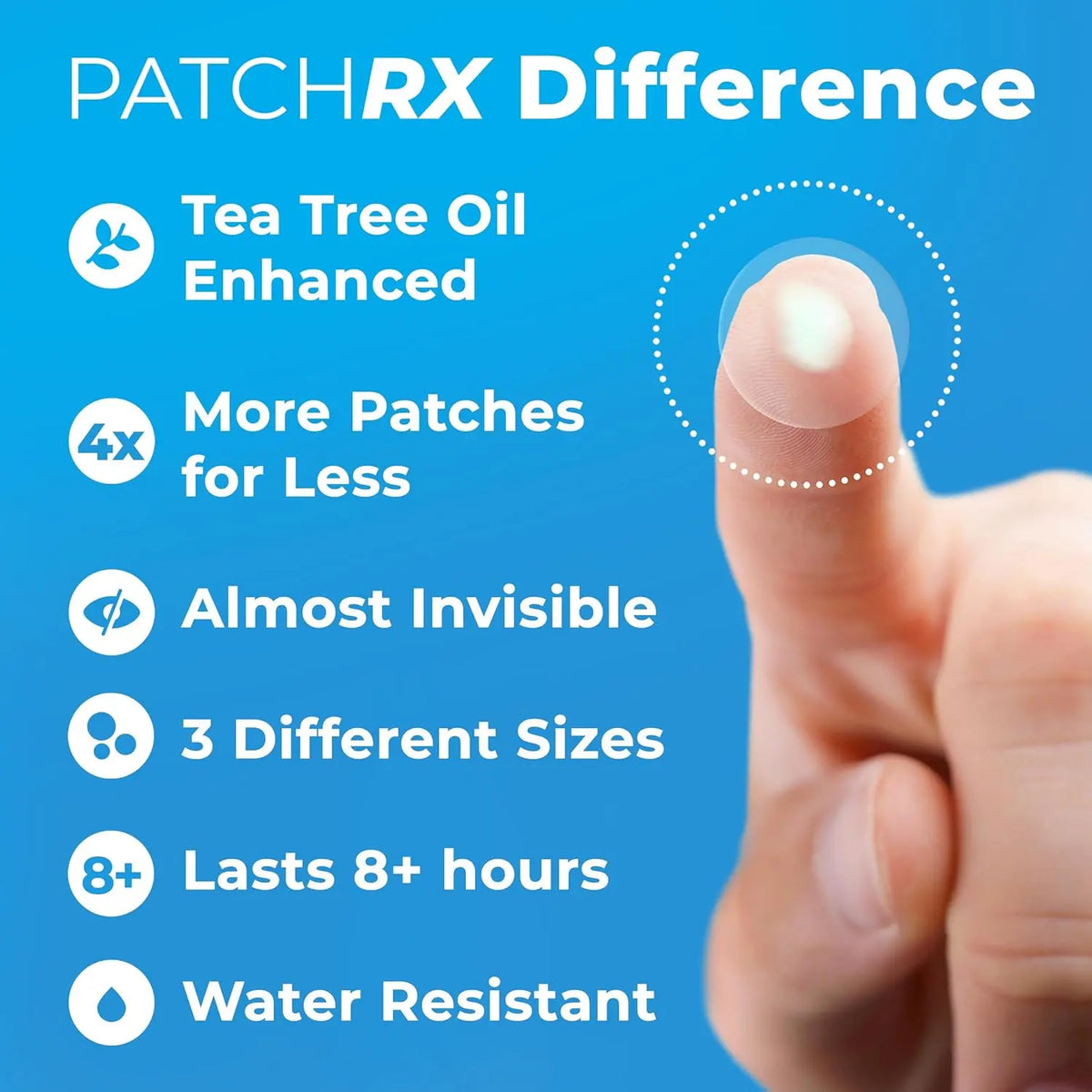 Patchrx Pimple Patches for Face, Hydrocolloid Acne Patches with Tea Tree Oil, Pimple Stickers - Acne Pimple Patches for Face - Zit Patches