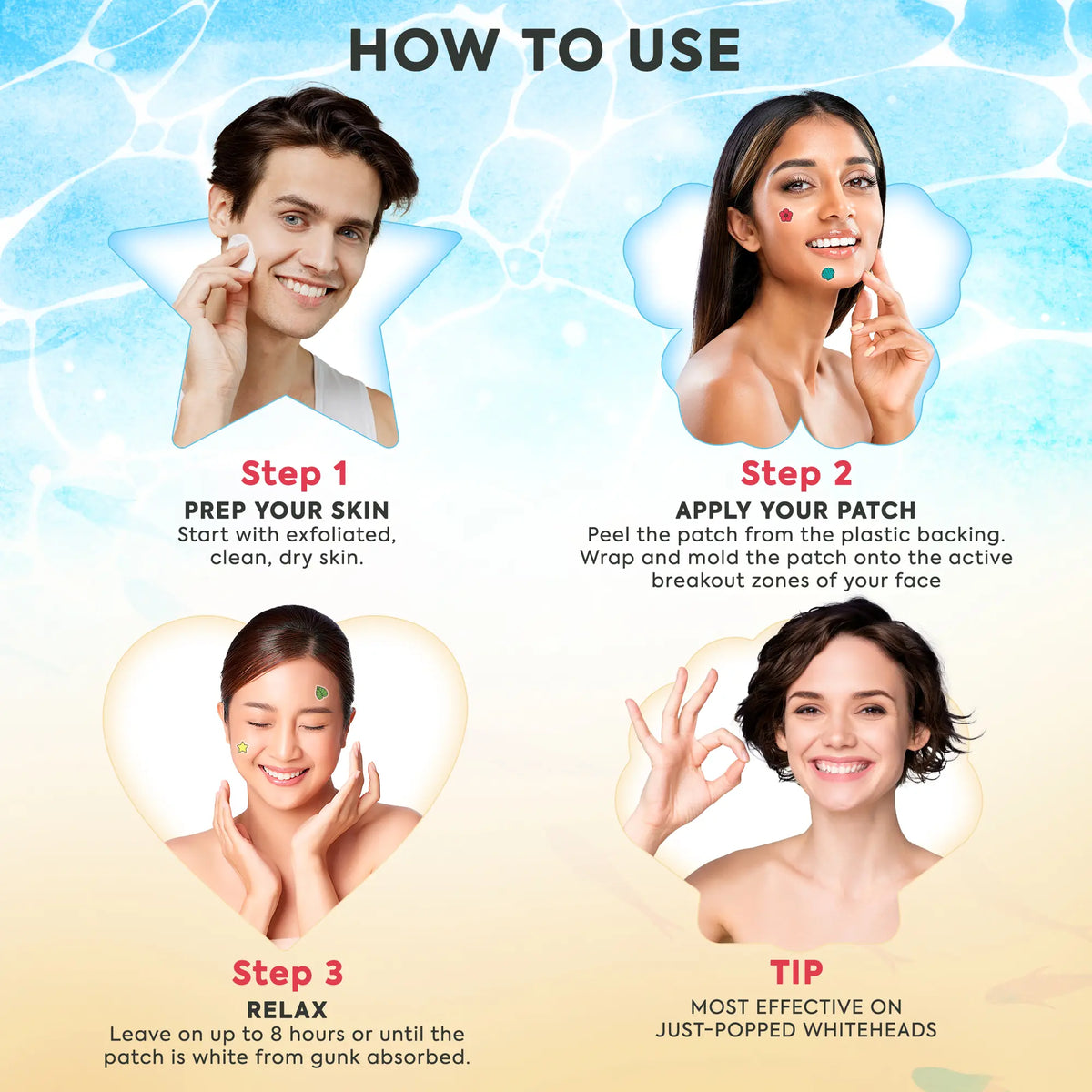 Livaclean 240 CT Hydrocolloid Blemish Patch Set - Star & Beach Shapes, Salicylic Acid, Tea Tree, Calendula Oils, Flawless Long-Lasting Acne Clearing Products for Youth, All Skin Types, Face Repair, Daily Use