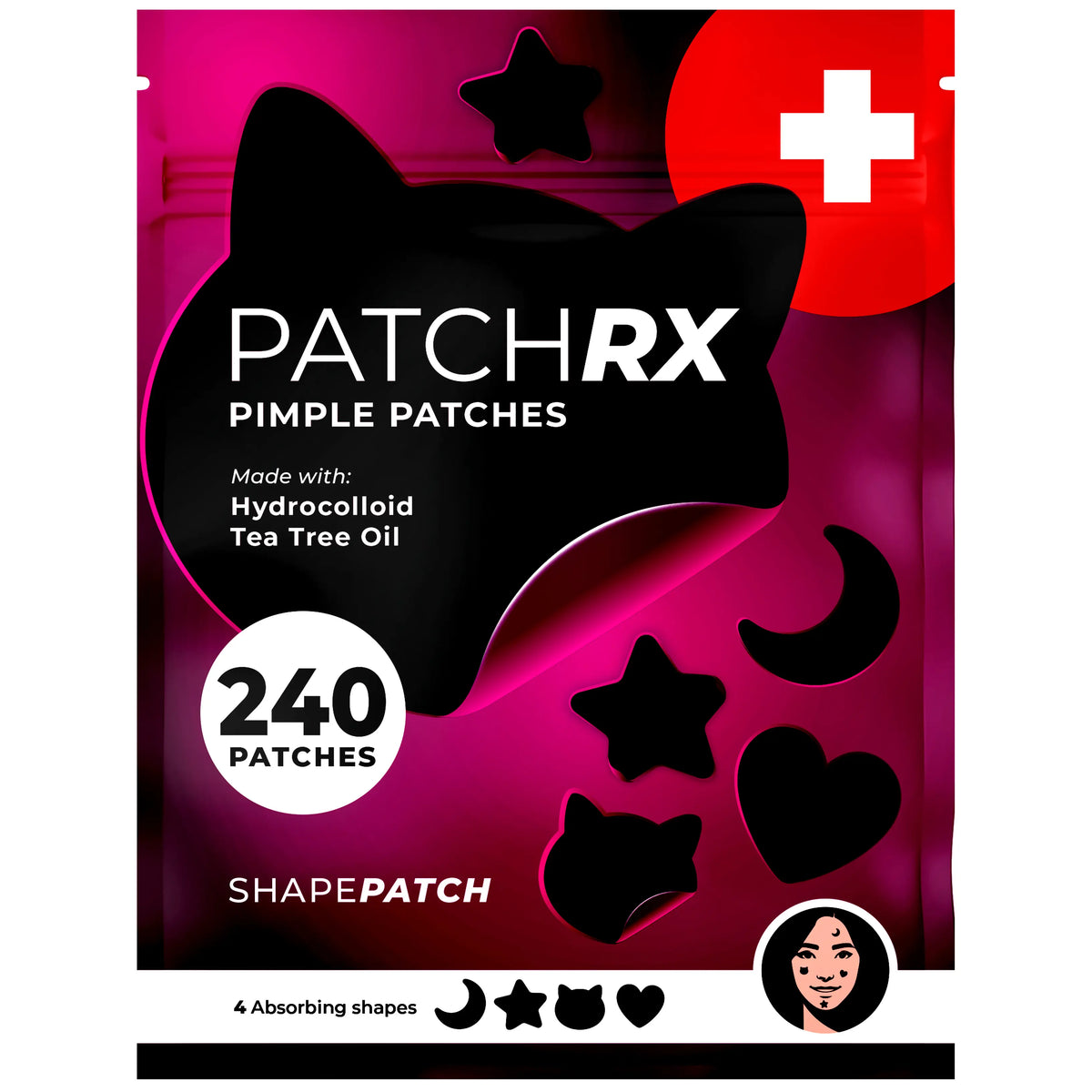 Patchrx Pimple Patches for Face, Hydrocolloid Acne Patches with Tea Tree Oil, Pimple Stickers - Acne Pimple Patches for Face - Zit Patches