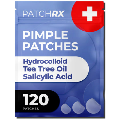 Patchrx Pimple Patches for Face, Hydrocolloid Acne Patches with Tea Tree Oil, Pimple Stickers - Acne Pimple Patches for Face - Zit Patches