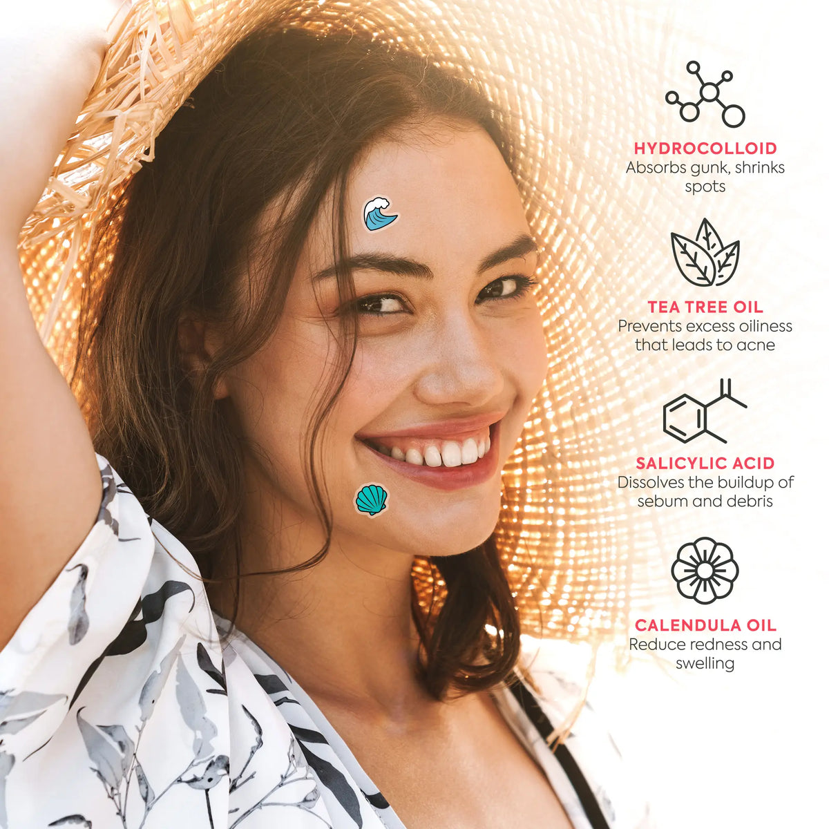 Livaclean 240 CT Hydrocolloid Blemish Patch Set - Star & Beach Shapes, Salicylic Acid, Tea Tree, Calendula Oils, Flawless Long-Lasting Acne Clearing Products for Youth, All Skin Types, Face Repair, Daily Use