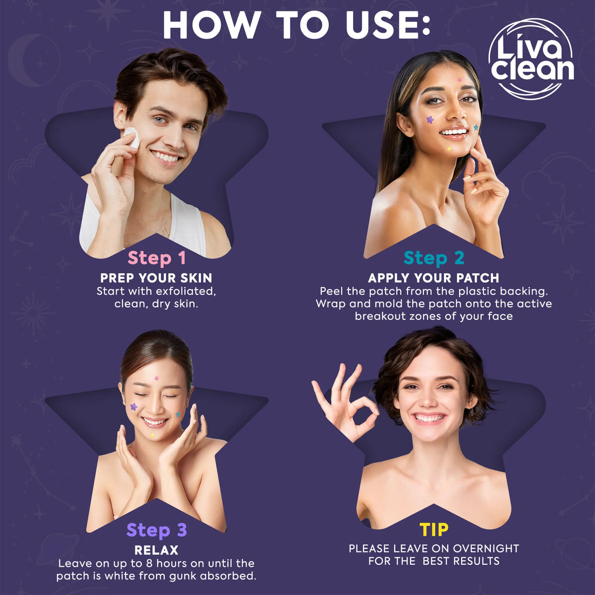 Livaclean 480 CT (2-Pack of 240) Superstar Hydrocolloid Pimple Patches with Salicylic Acid & Tea Tree, Hypoallergenic Soothing Acne Spot Cover for All Skin Types, Daily Gentle Skincare