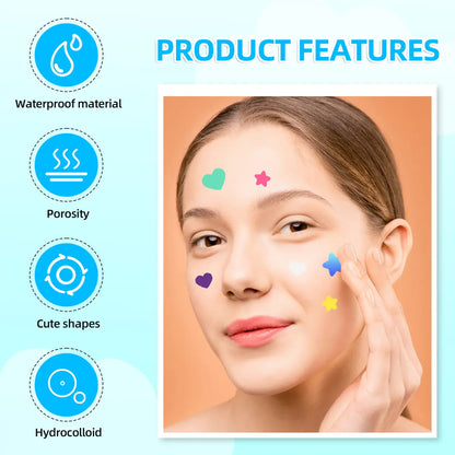 Pimple Patches for Face, Hydrocolloid Acne Patches, Cute round Shape Zit Covers, Spot Stickers with Tea Tree, Salicylic Acid & Cica Oil| ,2 Style 216 Count Heart Pimple Patches& 240 Count Pimple Patches Skincare Clear