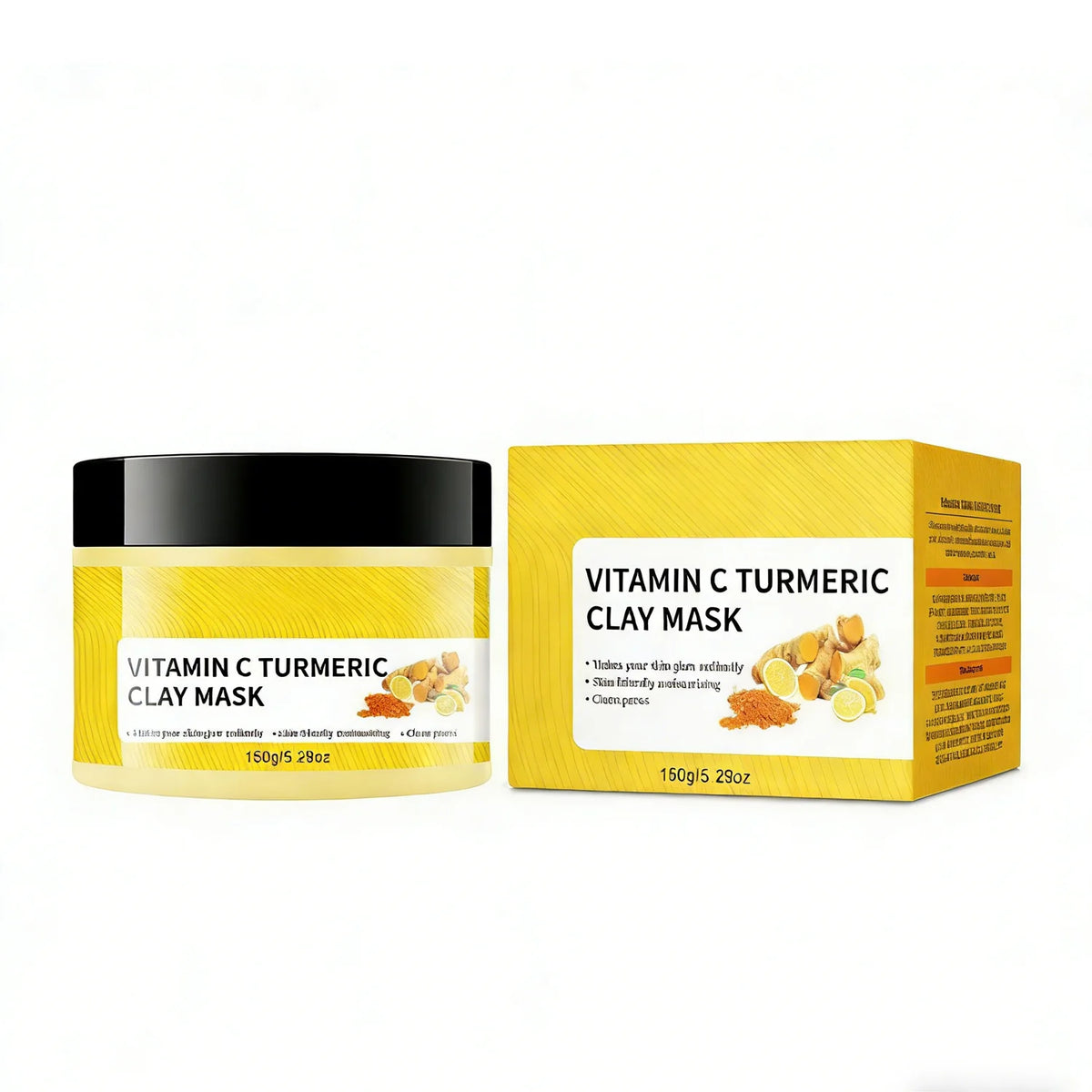 Turmeric Vitamin C Clay Mask with Kaolin Clay for Dull & Blemish-Prone Skin, Deep Cleansing Facial Mask for Controlling Oil and Refining Pores