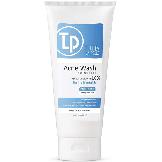 Benzoyl Peroxide Body Wash 10% - Acne Face Wash & Acne Body Wash - Butt Acne Treatment & Back Acne Treatment - Highest Grade Medical Facial Cleanser, Maximum Strength Acne Wash 6.7 Oz