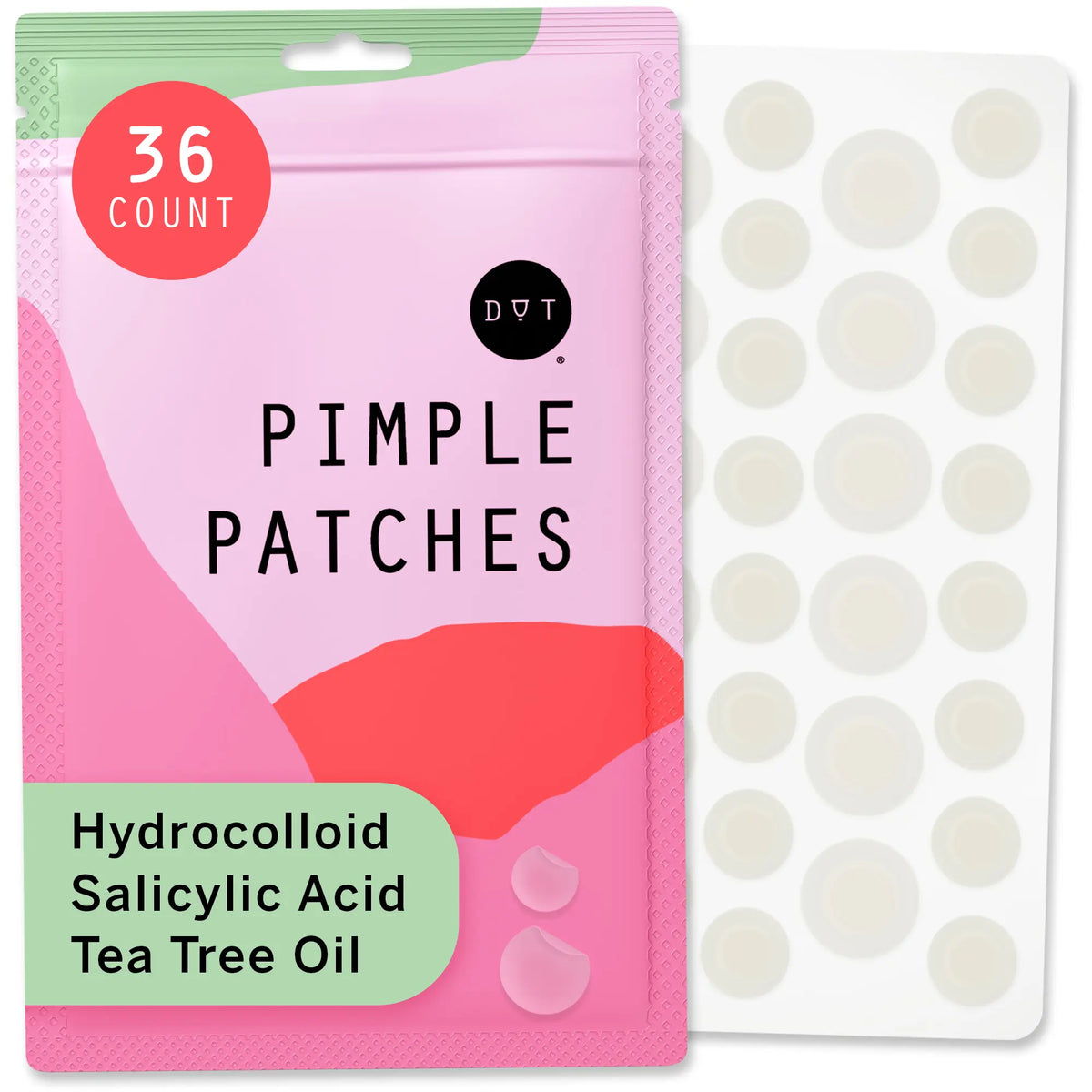 Dot Pimple & Zit Patches for Face – Hydrocolloid Acne Spot Patches with Vitamin C, Tea Tree Oil & Salicylic Acid for Blemish Care