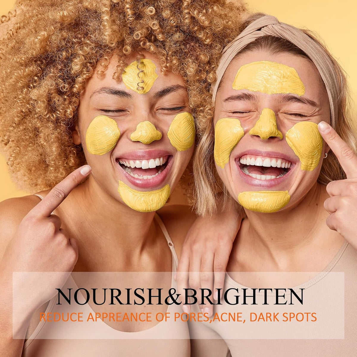 Turmeric Vitamin C Clay Mask with Kaolin Clay for Dull & Blemish-Prone Skin, Deep Cleansing Facial Mask for Controlling Oil and Refining Pores