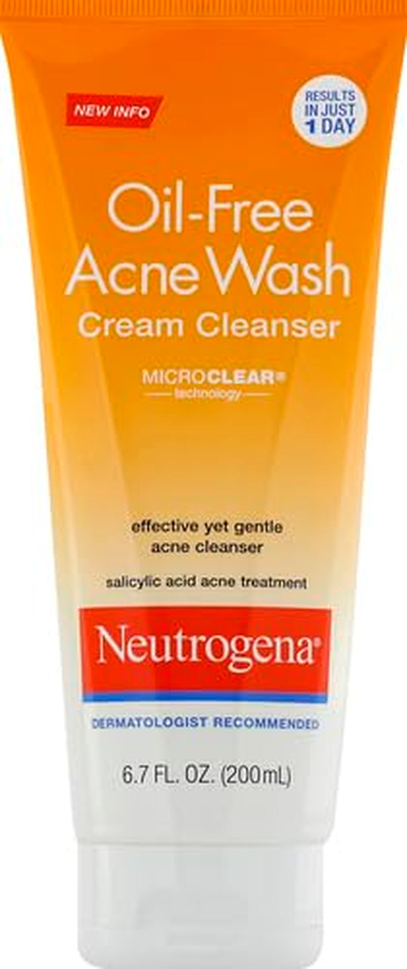 Oil-Free Acne Face Wash Cream Cleanser, 2% Salicylic Acid-Acne Treatment, Daily Facial Cleanser for Acne-Prone Skin, 6.7 Fl. Oz (Pack of 2)