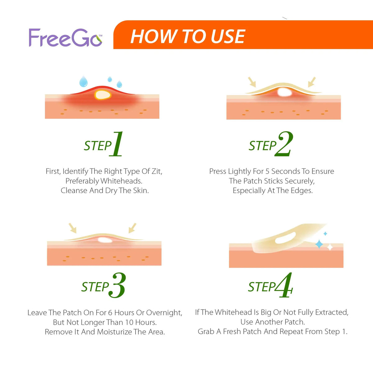 Freego Hydrocolloid Acne Patches for the Face, Large Pimple Patches for Skin Repair, Breakouts, Zit, Blemish Spot, Skincare, Korean Pimple Patches.