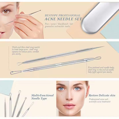 5 Acne Needles,Facial Acne Removal Extractor Blackhead Removal Kit,Blackhead Acne Remover Tool