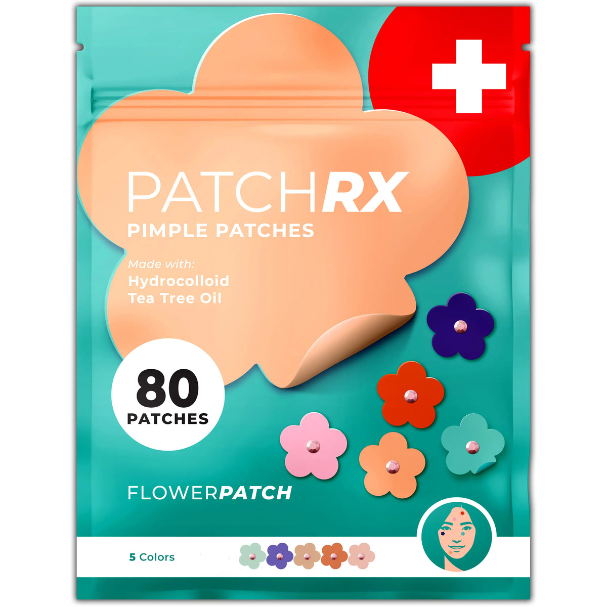 Patchrx Pimple Patches for Face, Hydrocolloid Acne Patches with Tea Tree Oil, Pimple Stickers - Acne Pimple Patches for Face - Zit Patches