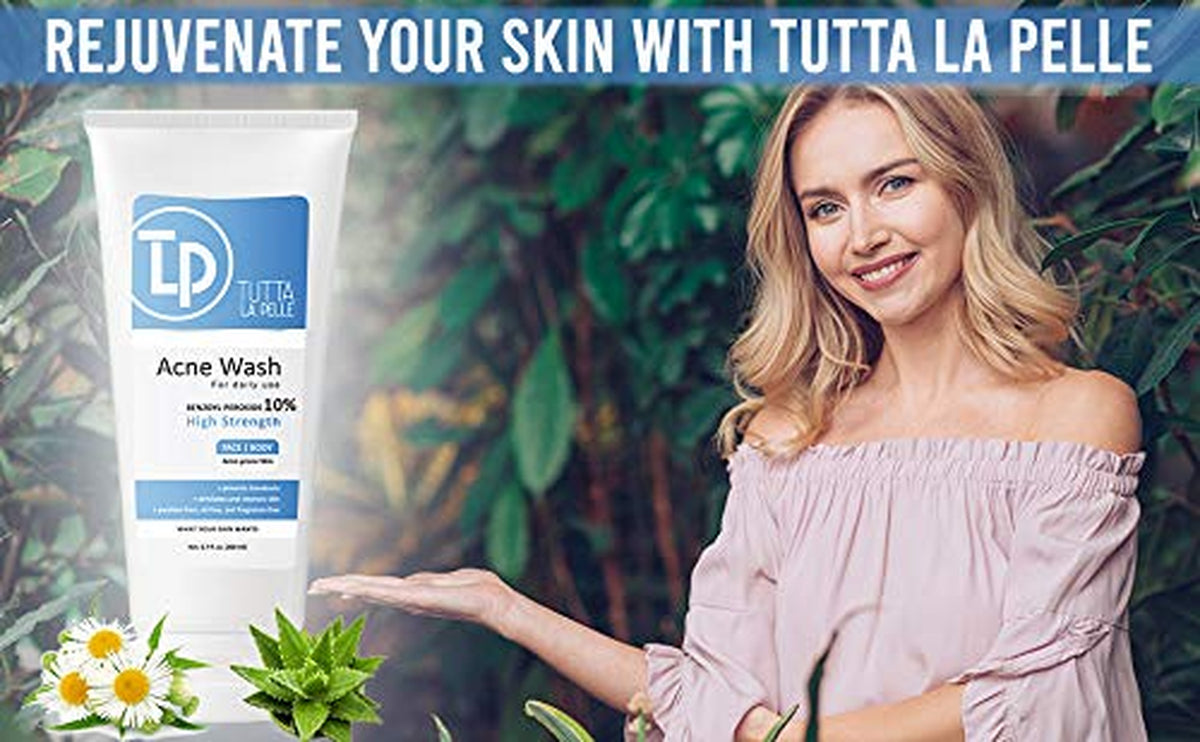 Benzoyl Peroxide Body Wash 10% - Acne Face Wash & Acne Body Wash - Butt Acne Treatment & Back Acne Treatment - Highest Grade Medical Facial Cleanser, Maximum Strength Acne Wash 6.7 Oz