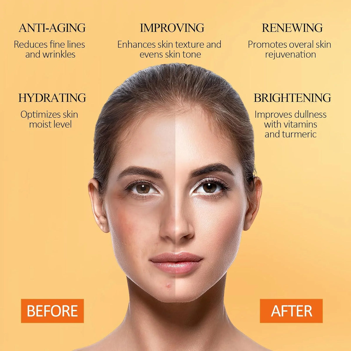 Turmeric Vitamin C Clay Mask with Kaolin Clay for Dull & Blemish-Prone Skin, Deep Cleansing Facial Mask for Controlling Oil and Refining Pores