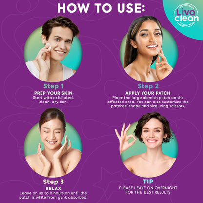 Livaclean Large Hydrocolloid Acne Patches (20 CT) - Made for Nose & Face Acne, Covers Cystic Pimples, Zits, Blemishes, Pore Spots, XL Surface Area for Skin Repair & Skincare Bandages Strips Stickers