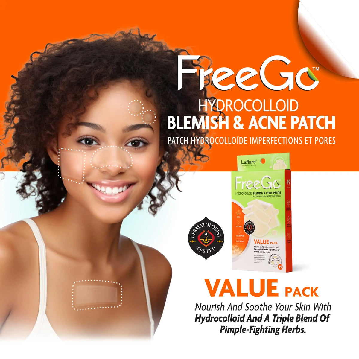 Freego Hydrocolloid Acne Patches for the Face, Large Pimple Patches for Skin Repair, Breakouts, Zit, Blemish Spot, Skincare, Korean Pimple Patches.