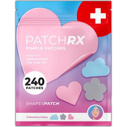 Patchrx Pimple Patches for Face, Hydrocolloid Acne Patches with Tea Tree Oil, Pimple Stickers - Acne Pimple Patches for Face - Zit Patches