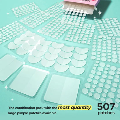 Litbear Pimple Patch, 507 Patches 5 Sizes Large Pimple Patches, Largepatch Hydrocolloid Bandages, Zit Stickers for Forehead, Body, Nose, Back, and Chest Zitsticker Pack