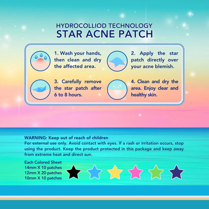 CLERZENA Star Pimple Patches for Face - Salicylic Acid, Tea Tree Oil & Calendula Oil - Cute Pimple Patches for Teen Acne Treatment